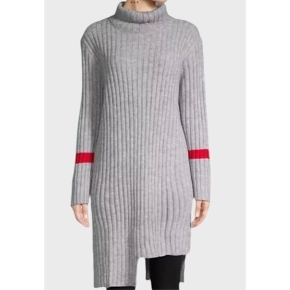 Avantlook Gray/Red Knit CowlNeck Long Asymmetrical Sweater Dress Women S China